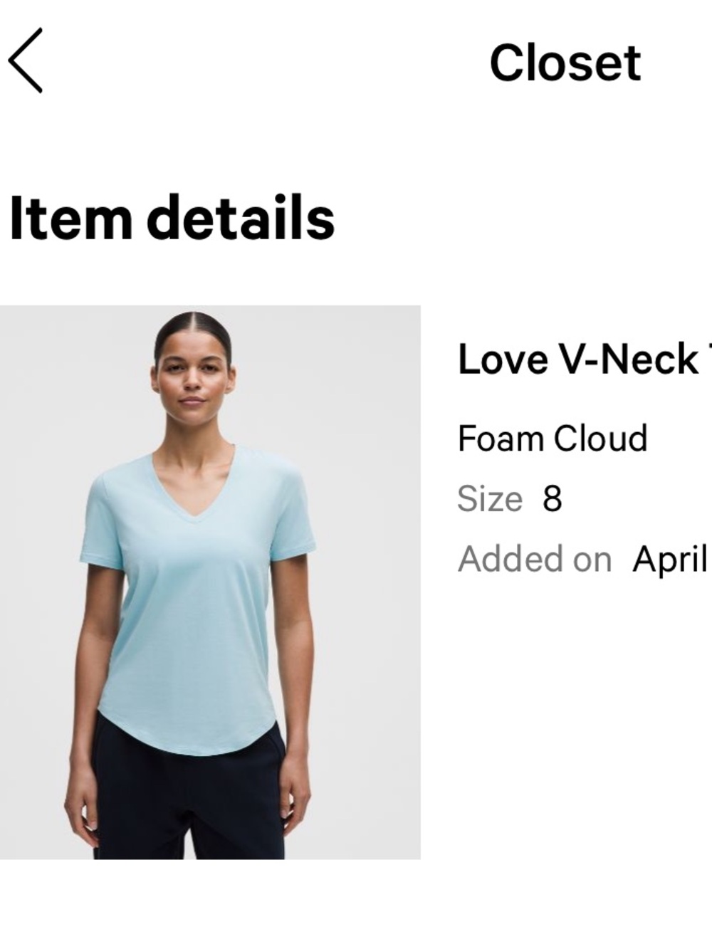 lululemon athletica V-Neck Tee — Light Blue